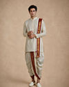Manyavar Men Cream Art Silk Veshti Dhoti with Dupatta