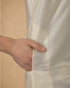 Manyavar Men Cream Art Silk Veshti Dhoti with Dupatta