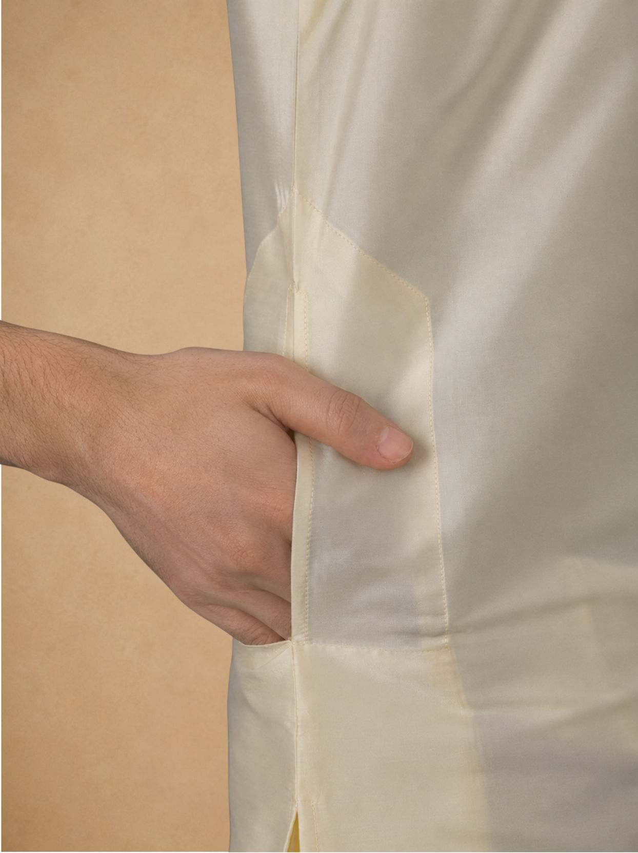 Manyavar Men Cream Art Silk Veshti Dhoti with Dupatta