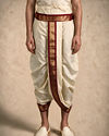 Manyavar Men Cream Art Silk Veshti Dhoti with Dupatta