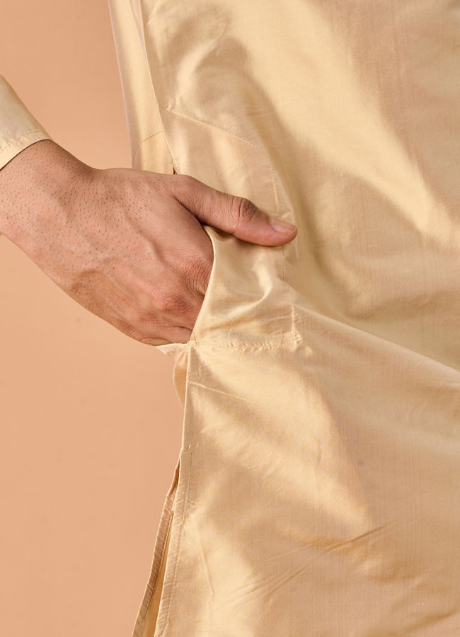 Manyavar Men Beige Silk Festive Veshti Dhoti