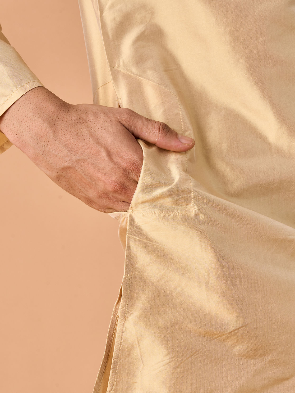 Manyavar Men Beige Silk Festive Veshti Dhoti