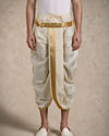 Manyavar Men Cream Silk Veshti Dhoti with Embroidery
