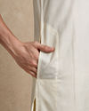 Manyavar Men Cream Silk Veshti Dhoti with Embroidery