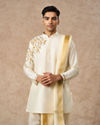 Manyavar Men Cream Silk Veshti Dhoti with Dupatta
