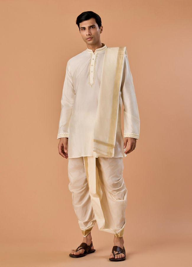 Manyavar Men Radiant Cream Veshti Dhoti