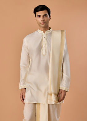 Manyavar Men Radiant Cream Veshti Dhoti