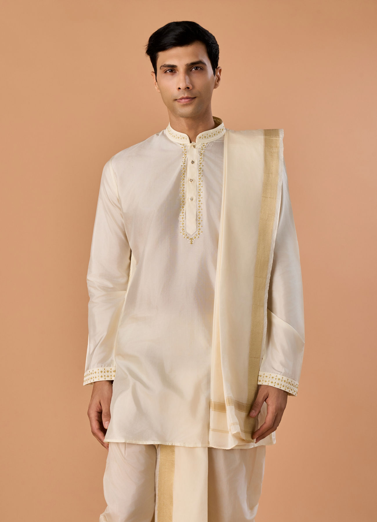 Manyavar Men Radiant Cream Veshti Dhoti