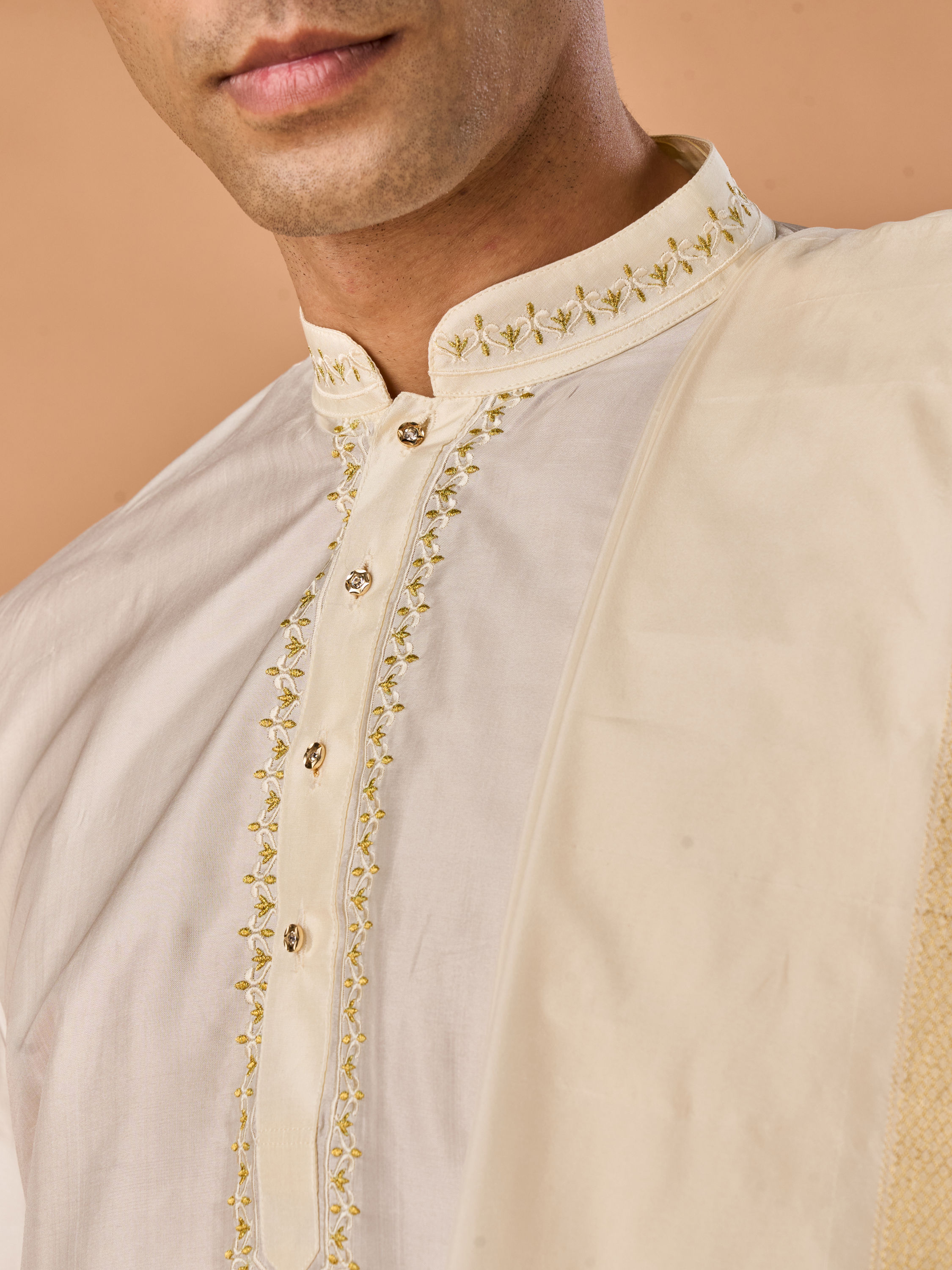 Manyavar Men Radiant Cream Veshti Dhoti