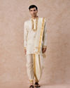Manyavar Men Regal Cream Silk Veshti Dhoti