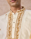 Manyavar Men Regal Cream Silk Veshti Dhoti