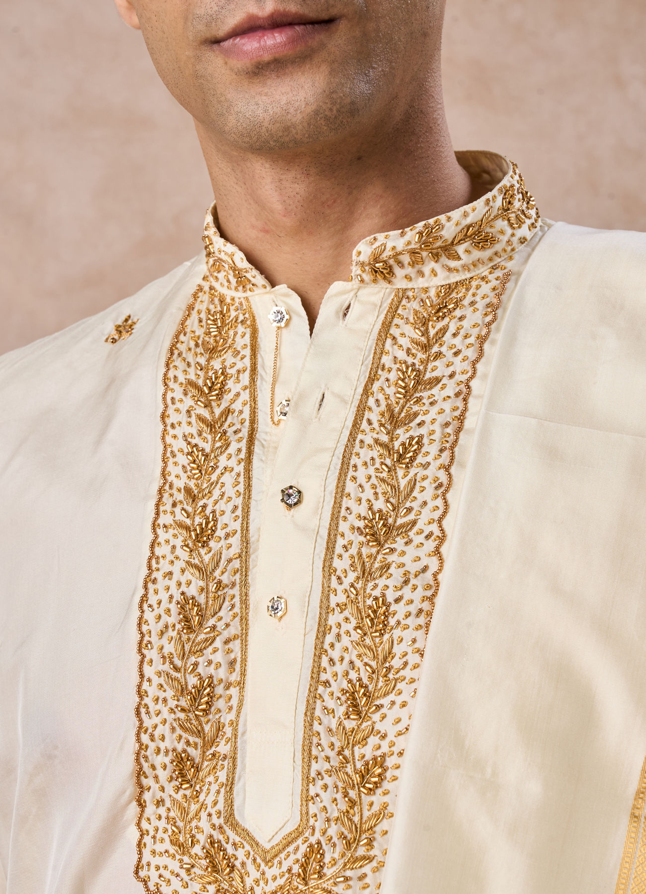 Manyavar Men Regal Cream Silk Veshti Dhoti