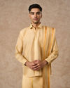 Manyavar Men Fawn Silk Veshti Dhoti with Dupatta for Traditional Events