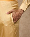 Manyavar Men Fawn Silk Veshti Dhoti with Dupatta for Traditional Events