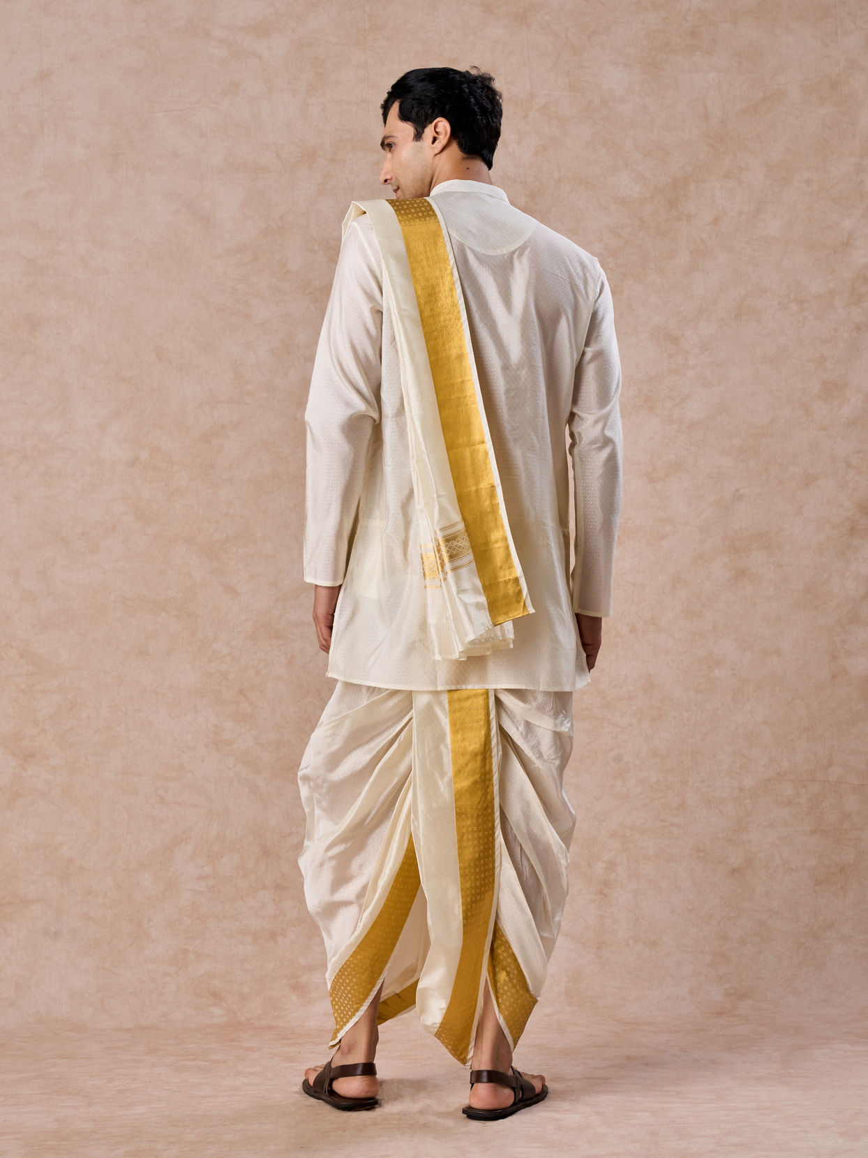 Manyavar Men Cream Kurta Pancha Set