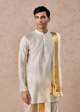 Manyavar Men Cream Kurta Pancha Set