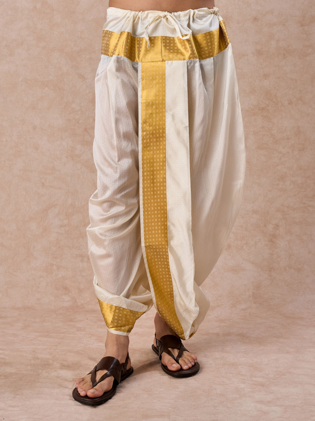 Manyavar Men Cream Kurta Pancha Set