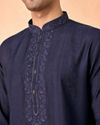 Manyavar Men Exquisite Dark Blue Kurta Churidar