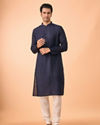 Manyavar Men Exquisite Dark Blue Kurta Churidar