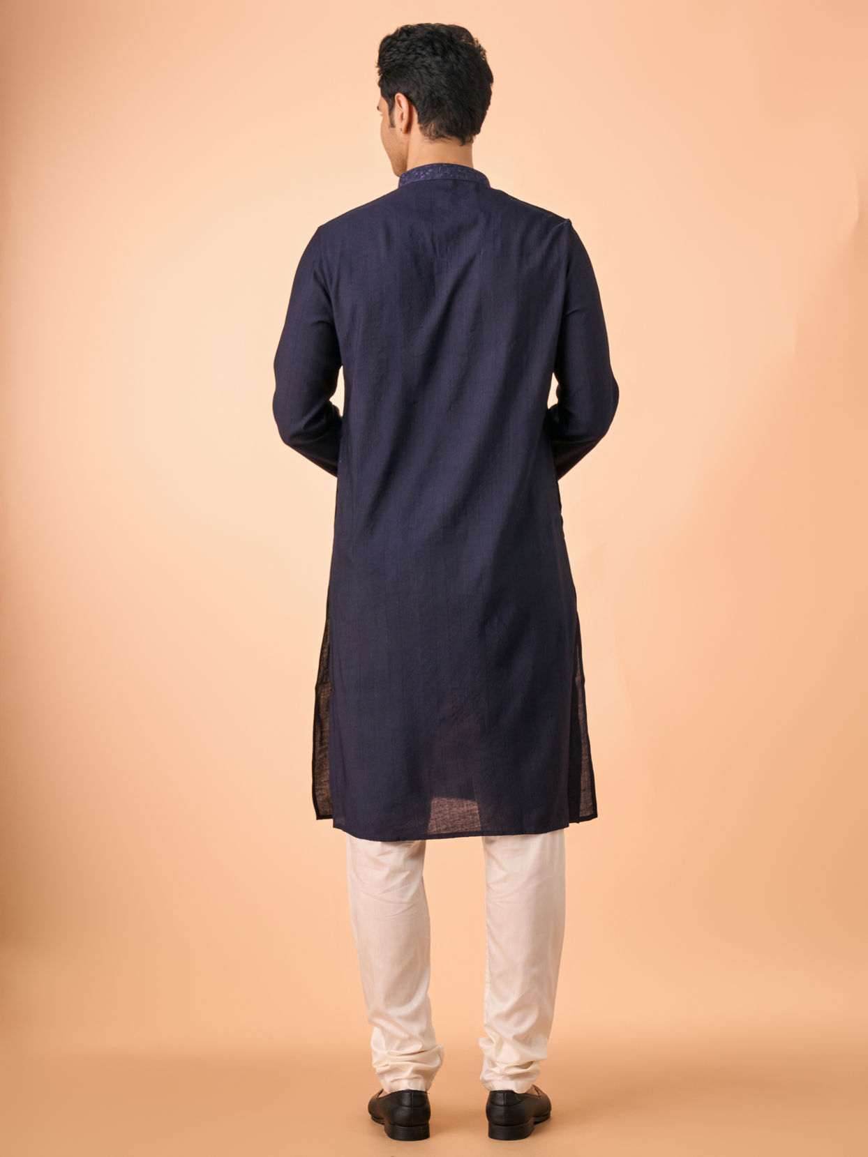 Manyavar Men Exquisite Dark Blue Kurta Churidar