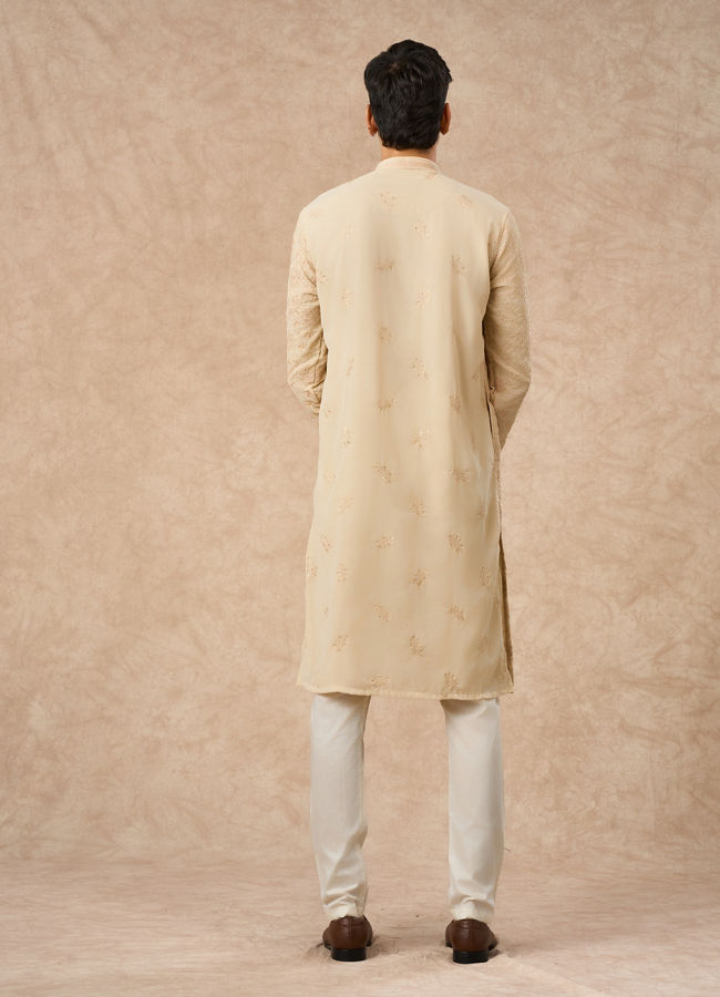 Manyavar Men Beige Georgette Kurta Churidar
