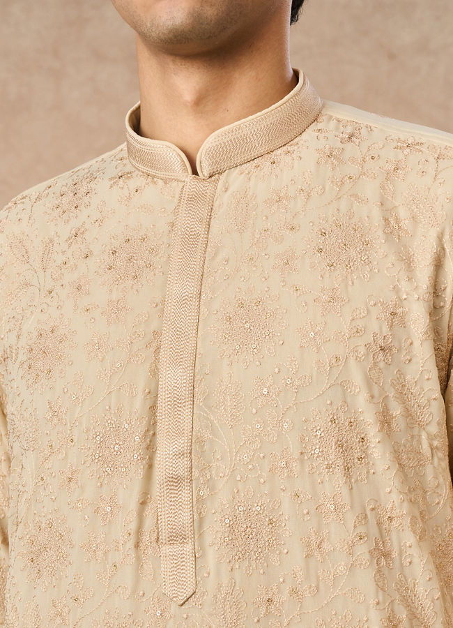 Manyavar Men Beige Georgette Kurta Churidar