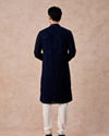Manyavar Men Dark Blue Georgette Kurta Pajama