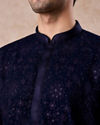 Manyavar Men Dark Blue Georgette Kurta Pajama