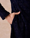 Manyavar Men Dark Blue Georgette Kurta Pajama