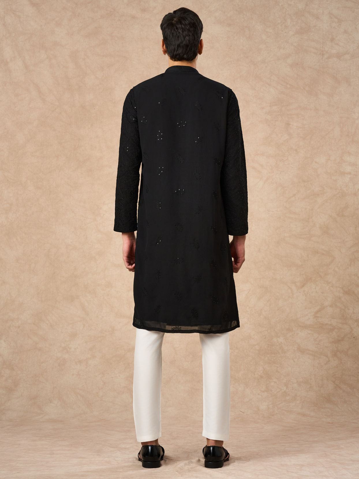 Manyavar Men Black Georgette Kurta Pajama