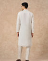 Manyavar Men Cream Georgette Kurta Pajama with Thread Embroidery