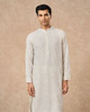 Manyavar Men Cream Georgette Kurta Pajama with Thread Embroidery