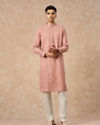 Manyavar Men Pink Georgette Kurta Churidar with Embroidery