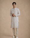 Manyavar Men Cream Georgette Kurta Churidar with Embroidery