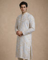 Manyavar Men Cream Georgette Kurta Churidar with Embroidery