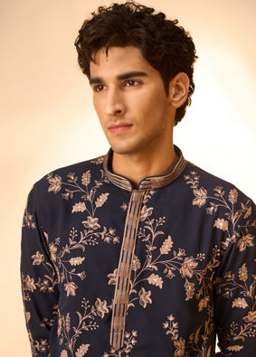Manyavar Men Royal Blue Elegance Kurta Churidar