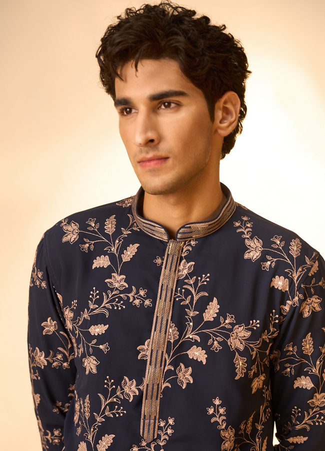 Manyavar Men Royal Blue Elegance Kurta Churidar
