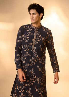 Manyavar Men Royal Blue Elegance Kurta Churidar