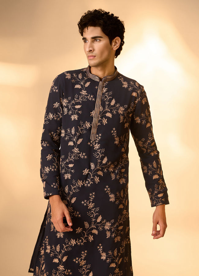 Manyavar Men Royal Blue Elegance Kurta Churidar