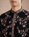 Manyavar Men Black Georgette Kurta Churidar with Embroidery