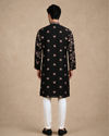 Manyavar Men Black Georgette Kurta Churidar with Embroidery