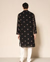 Manyavar Men Black Georgette Kurta Churidar with Embroidery