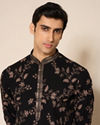 Manyavar Men Black Georgette Kurta Churidar with Embroidery