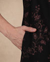 Manyavar Men Black Georgette Kurta Churidar with Embroidery