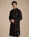 Manyavar Men Black Georgette Kurta Churidar with Embroidery