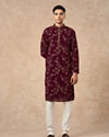 Manyavar Men Wine Georgette Kurta Pajama