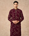 Manyavar Men Wine Georgette Kurta Pajama