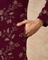 Manyavar Men Wine Georgette Kurta Pajama