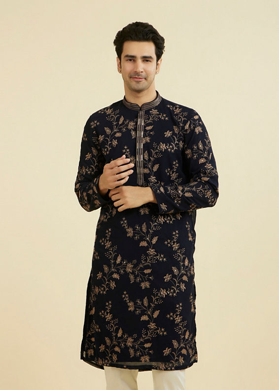 Manyavar Men Royal Blue Elegance Kurta Churidar