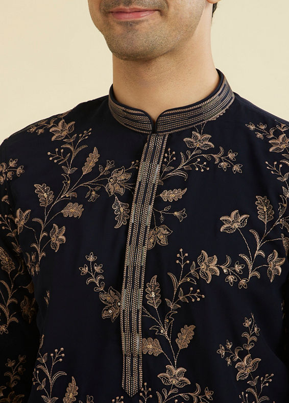 Manyavar Men Royal Blue Elegance Kurta Churidar